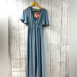 ‼️SOLD‼️ Show Me Your Mumu Bridesmaid Dress - Steel Blue Shiffon Maxi